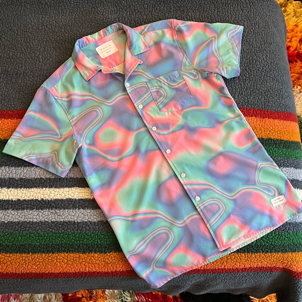 Iridescent Lightweight Stretch Button-Up Shirt - image 1